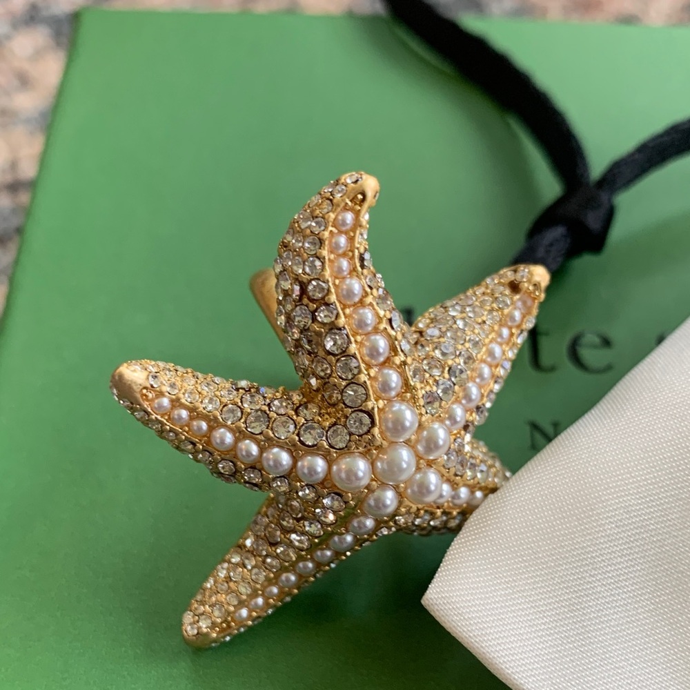 NWT kate spade gold and pearl starfish ring with box and dust bag size 8 - Picture 8 of 9
